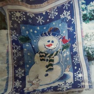 Winter Christmas Themed Throw Blanket